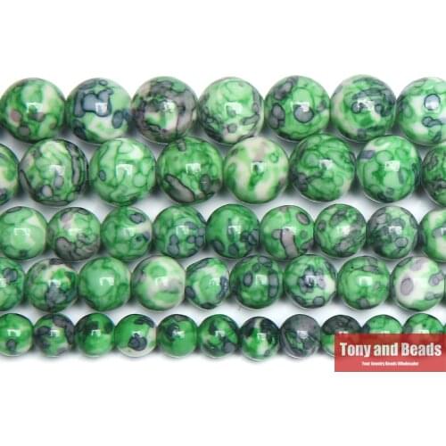 Natural Green Colorful Stone Round Loose Beads 15" Strand 4 6 8 10 12 MM Pick Size For Jewelry