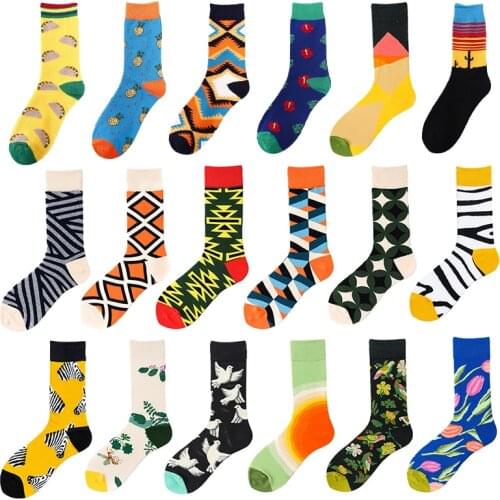 New Men Women Cotton Socks zebra pineapple Casual Colorful Socks Crew Socks Street Skateboard Socks Happy Funny Harajuku Sox