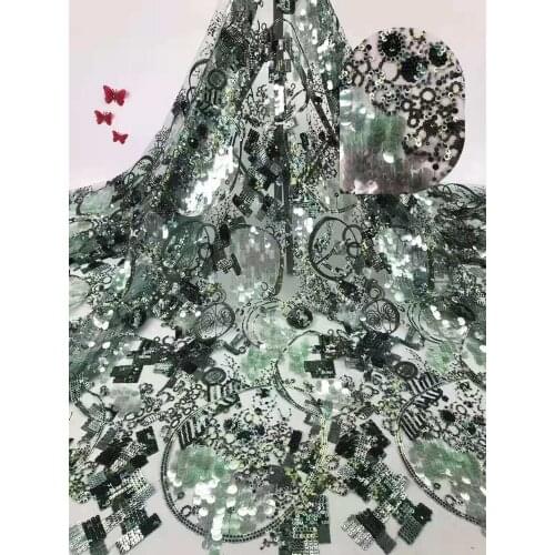 The latest African lace fabric 2020 high quality Nigerian French lace fabric embroidered sequined tulle lace dress FJ34631