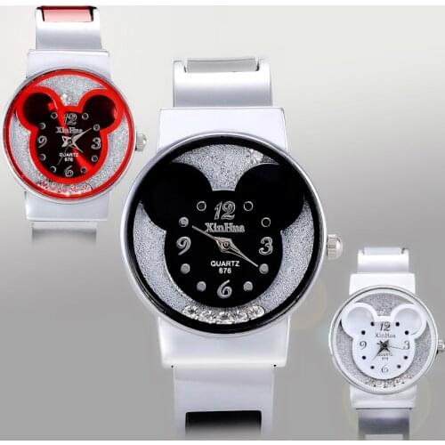 2021 New Fashion Mickey Bracelet Watches Women Dress Analog Clock Girls Cute Rhinestone Wristwatches Ladies Casual Quartz Watch