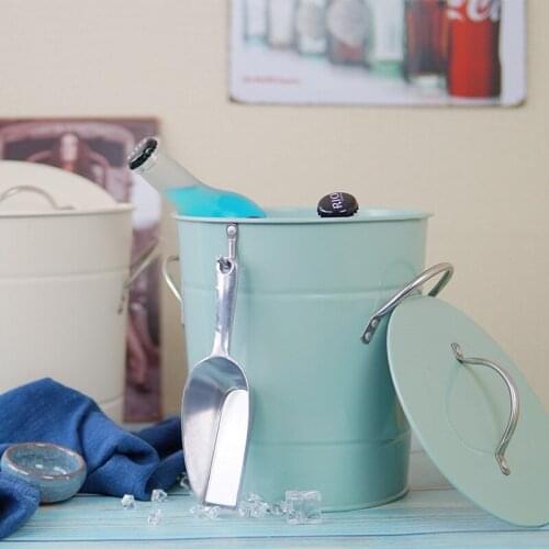 Galvanized Iron Round Ice Bucket Carrying Hotel Bar Champagne Wine Stainless Steel Beer Bottle Bucket