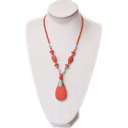Bohemian Beads Turquoise Natural Semi-precious Stone Necklace Women Fashion Necklace Collar Bead Party Jewelry New Jewelry