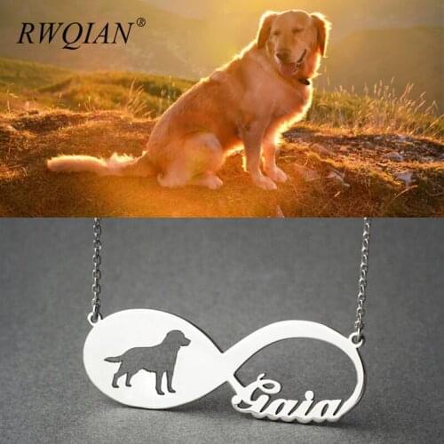 Custom Name Necklace Infinite Symbol Dog Icon Pendants Gold Stainless Steel Personalized Nameplate Necklaces for Women Jewelry
