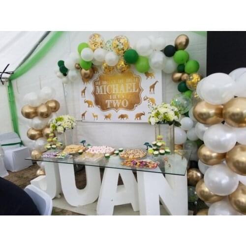 Custom Animal Giraffe Lion Elephant Zebra Monkey Deer Gold Birthday background Computer print party backdrops