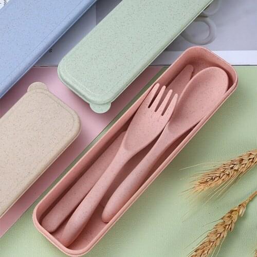 Portable Food Container Leak-proof Snack Straw Wheat Microwave Outdoor Camping Portable Lunch Bento Box Children Dinnerware