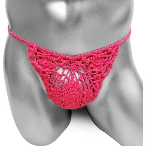 Sissy Crochet Panties Bikini Hollow out Handmade Sexy Mens Lingerie G string Thong Underwear High quality Cotton Sissy Panties