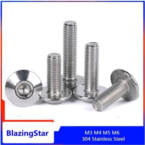 M3 M4 M5 M6 304 Stainless Steel Hexagon Hex Socket Head Knop Allen Bolt Schroef Grote Paraplu Hoofd Hexagon Schroef Screw
