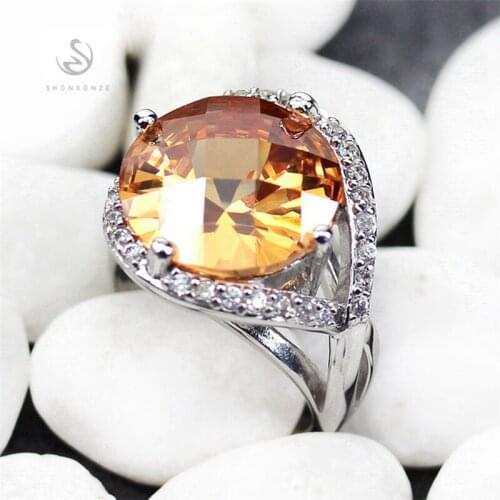 SHUNXUNZE Cute Engagement wedding rings Jewelry & Accessories for women Purple Morganite Cubic Zirconia Rhodium Plated R911 R912