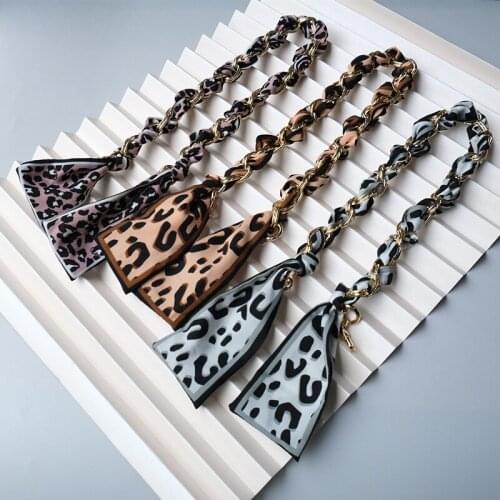 62cm Purse Chain Bag Strap For Handbag Shoulder Bag New Fashion Leopard Scarf Metal Short Bag Handle Hardware Bag Accessories