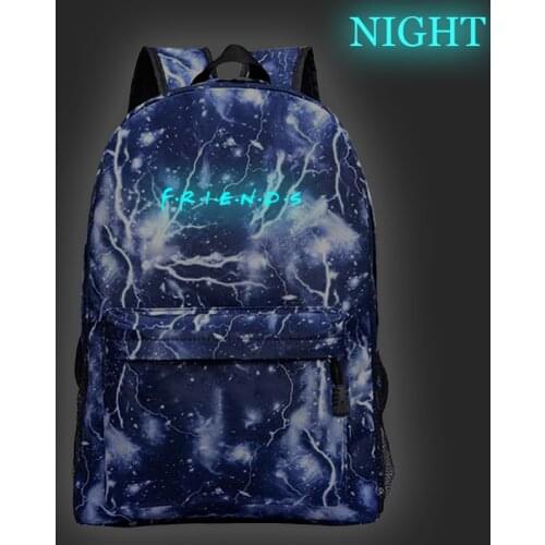 Female Friends Letters Print Luminous Backpack Canvas Mochila Men Bagpack Student Schoolbag Daily Rucksack Girls Women Backpacks