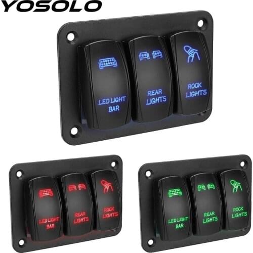 12V 24V Toggle Switch Control Panel 3 Gang Rocker Switch Panel For Auto Car Marine ATV UTV LED Light IP65 waterproof