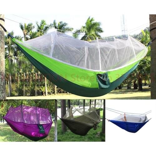 Outdoor Portable camping Mosquito net sleeping hammock High strength parachute Fabric double hanging bed 1pcs