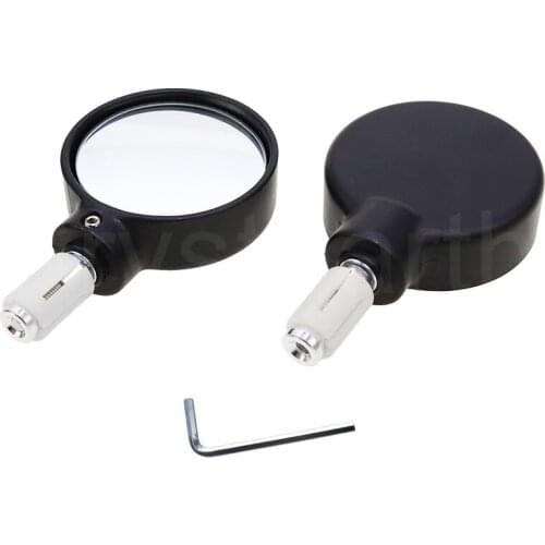 Universal Motorcycle 3" Round Mirror Chrome Plated Black 22mm 7/8" Handle Bar End Rear View Side Mirrors Motorbike Accessories