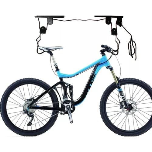 Bicycle Hangers Bike Lift Ceiling Hoist Hanging Pulley with 60kg System Bicycle Garage Storage Overhead Wall Mount Rack