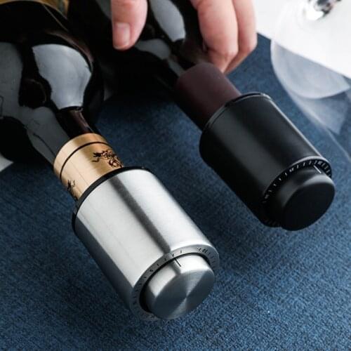 Red Wine Press Type Wine Stopper, Vacuum with Scale Integrated Red Wine Champagne Fresh Wine Stopper Counter Kitchen Accessories