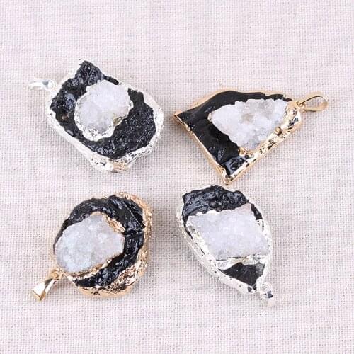 Explosion Jewelry Obsidian Sticky Crystal Cluster Crystal Bud Necklace Pendant Irregular Pendant Gold Bag S/ilver G