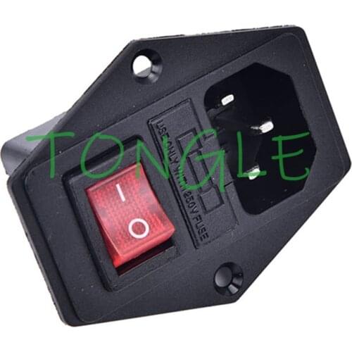 1Pc IO Switch With Fuse 3 Pin IEC320 C14 Plug ON/OFF Switch Socket With Female Plug For Power Supply Cord Arcade Machine