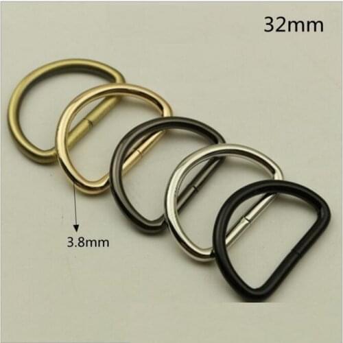 100 PCS/lot) DIY hand leather luggage bag inner diameter 32mm shoulder strap link to adjust D buckle hook metal accessories