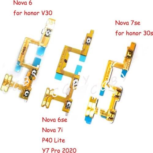 20pcs For Huawei Nova 6 SE 7 7i V30 30S P40 Lite Y7 Pro 2020 Power On Off Volume Switch Side Button Key Flex Cable