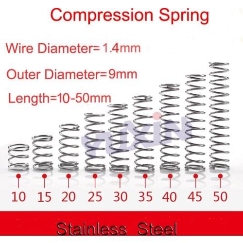 20pcs/Lot 1.4*9*10-50 Small Coil Compression Spring,Stainless Steel Springs,Small Spot Micro Compression Spring For 3D Printer