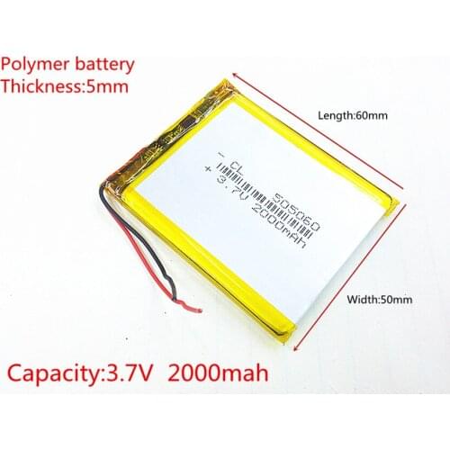 3.7V,2000mAH,505060 PLIB; polymer lithium ion / Li-ion battery for GPS,mp3,mp4,mp5,dvd,bluetooth,model toy mobile bluetooth