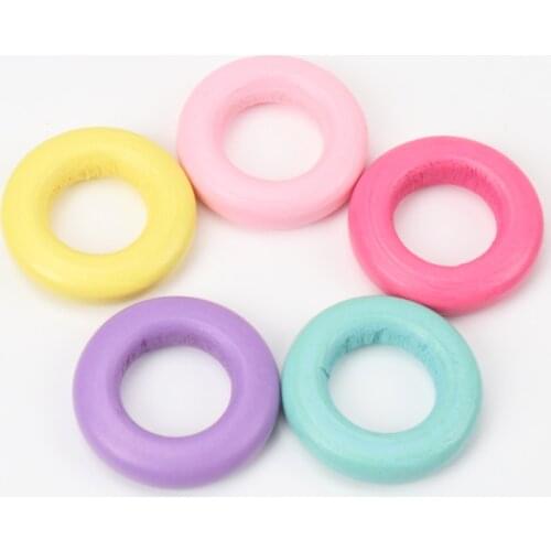 3 Size Mix Circle Round Ring Natural Wood DIY Crafts Embellishment For Wooden Ring Children Kids Teething Wooden An Pick 20pcs