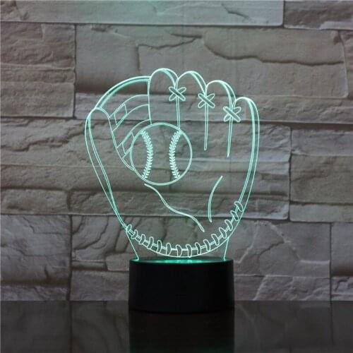3D Baseball Glove Catcher Pitcher Gloves Table Lamp Left Hand Softball Gloves Colorful Night Light Bedroom Decor Kids Gifts 1731