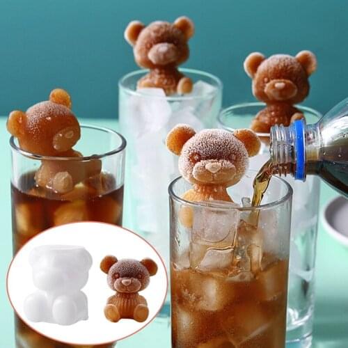 3D Ice Mold Bear Shaped Ice Cube Tray Silicone Popsicle Mold Maker DIY Frozen Mold Whiskey Milk Tea Decoration Kitchen Tools