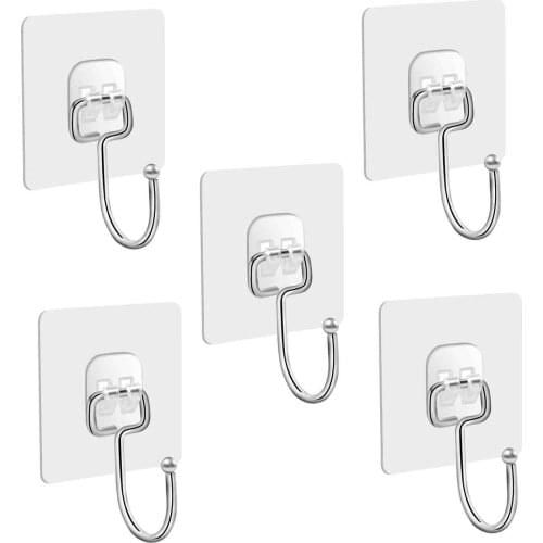 5/10PCS Large Adhesive Hooks Waterproof Wall Hooks for Hanging Heavy Duty Metal Towel and Coats Hooks Bathroom Towel Hanger
