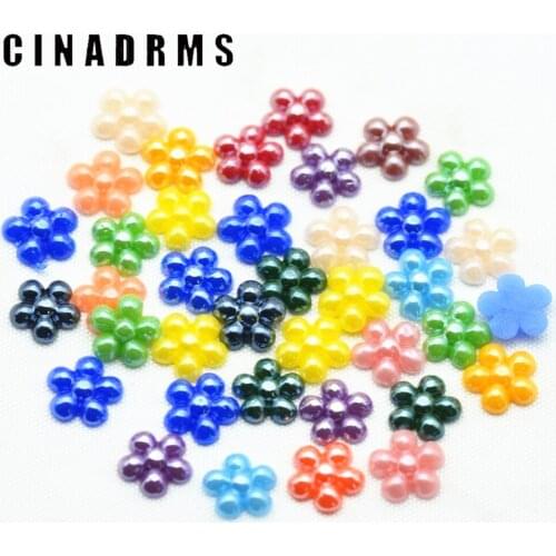 9mm-11mm 100PCS Mixed Color Flatback Glass Flowers|Flower Embellishments Materials|Glass Flower Cabochons