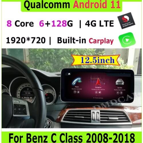12.3"Android 10 Snapdragon 8Core 8+64G Car Multimedia Player GPS Radio for Mercedes Benz C V Class W204 W205 GLC X253 W446 08-18