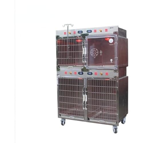 Hospital medical equipment ICU unit Veterinary Stainless Steel dog kennel pet cage therapy warm oxygen cage for pet cat