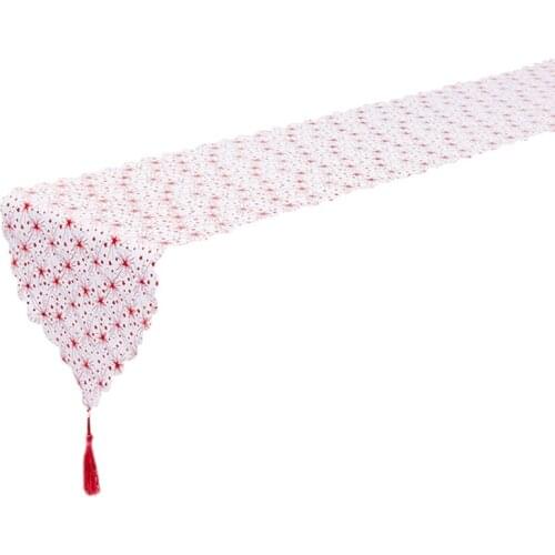 Bronzing Christmas Table Runner - Star Leaf Snowflake Tablecloth Placemat With Tassel For Xmas Table Decorations