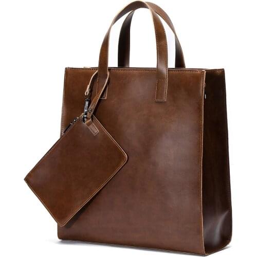 Crazy Horse Leather Composite Bag New Creative Men Handbag Women Single Should Hand Bag Shopping Business Briefcase High Quality