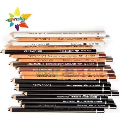 Cretacolor Sketch pencil Soft Black charcoal Brighten White highlight pencil Black charcoal White chalk oil pen Art supplies