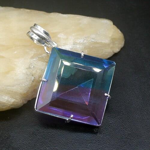 Gemstonefactory Jewelry Big Promotion 925 Silver Elegant Charm Dichroic Glass Women Ladies Gifts Necklace Pendant 1188