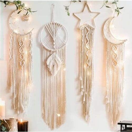 Moon And Star Macrame Tapestry Wall Boho Decor Leaf Macrame Wall Hanging Room Decoration Farmhouse Dorm Room Decor Gift