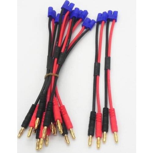 Quality 5pcs/lot EC3 to 4.0mm banana bullet plug connector with 14 AWG silicone cable 150MM for DIY Lipo battery RC power supply