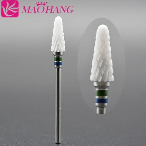 MAOHANG 1Pcs Bullet Shape Ceramic Nail Drill Bit For Electric Manicure Machine Accessories Nail Art Tools Nail Files 3/32"