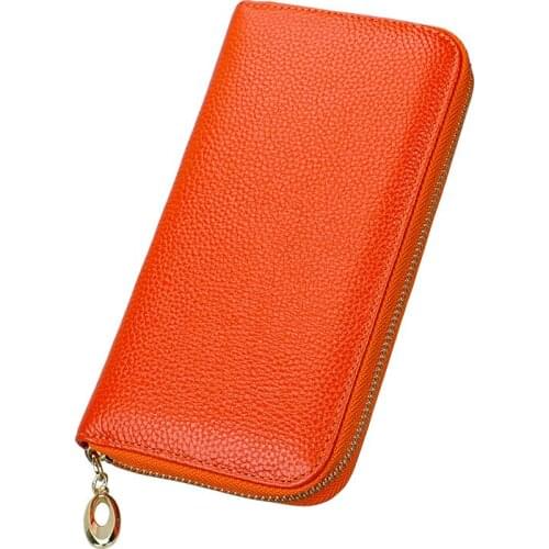Classic Litchi Genuine Leather Purse For Women Candy Colors Clutch Long Wallet Fashion Female Phone Purse Money Bag New