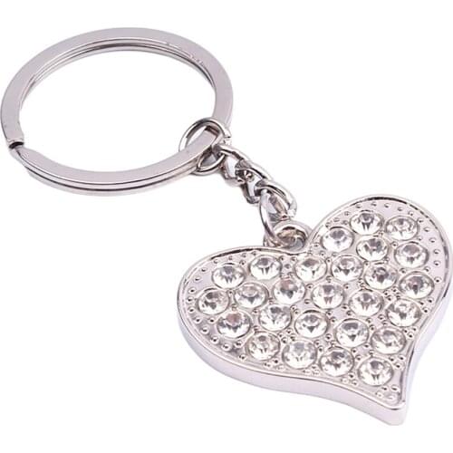 Metal Heart Shaped Rhinestone Keychain Metal High-grade Crystal Point Rhinestone Pendant Birthday Gift Unisex