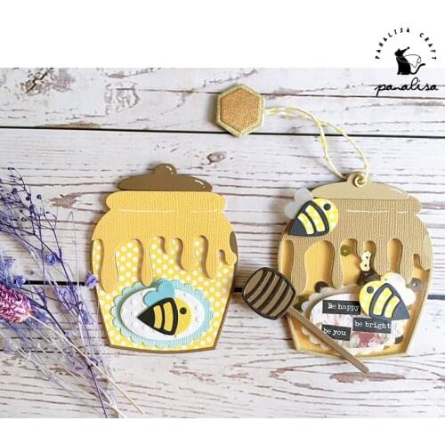 Panalisacraft honey jar Bee happy Metal Cutting Dies Stencils for DIY Scrapbooking/album Decorative Embossing DIY Paper Cards