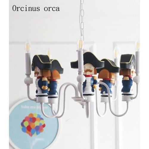 Cartoon creation small world European Grand Tour boy bedroom child chandelier artistic personality LED doll pendant lamp