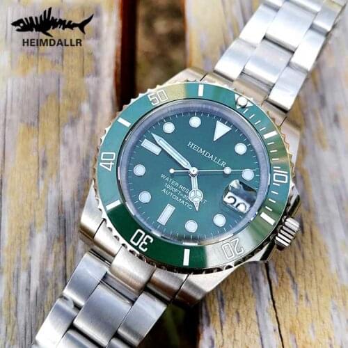HEIMDALLR Men Dive Watch Sapphire crystal Mens Automatic Wrist Watches Sport Luminous 300m Waterproof NH35 Mechanical Wristwatch