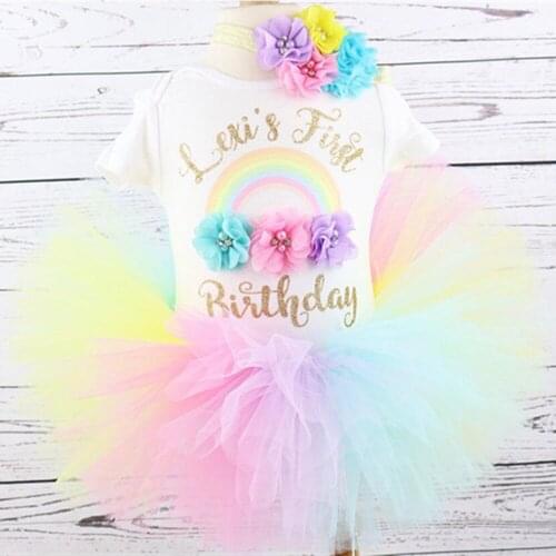 Custom Rainbow baby girl first birthday outfit Personalised name age any Character Baptism Baby Shower tutu set cake smash