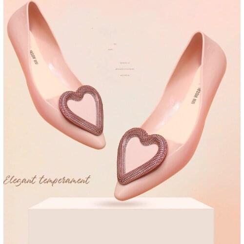 New Jelly Shoes Waterproof Pointed Love Decoration Wild Candy Color Casual Models Three Colors Optional Cute Beach Shoes B22-08