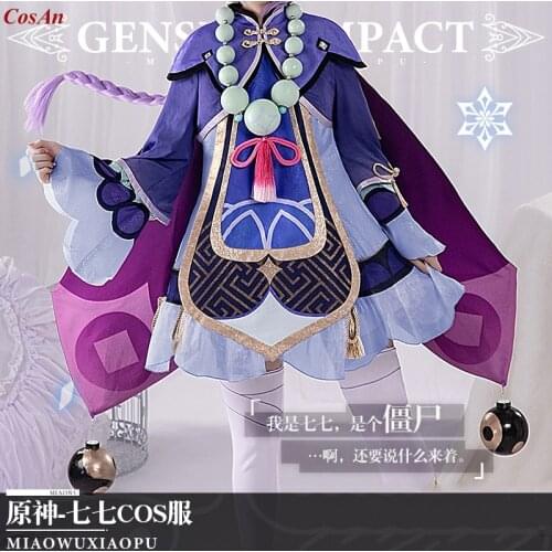 New Arrival Game Genshin Impact Qiqi Cosplay Costume Cute Fashion Romantic Purple Zombie Dress Female Party Role Play Clothing