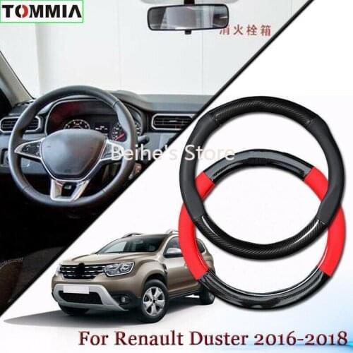 Anti-Slip Carbon Fiber Leather Car Steering Wheel Cover For Renault Duster 2016