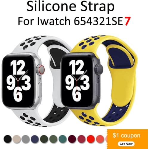 Silicone Strap Band For Apple Watch iWatch Series SE 6 5 4 3 2 1 44mm 42mm 40mm 38mm Rubber Belt Smartwatch Watchband Bracelet