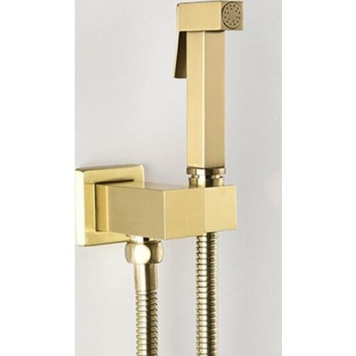 Bidet Faucets Brushed Gold Wall Cold Water Toilet Corner Valve Handheld Hygienic Shower Head Wash Car Pet Sprayer Airbrush Taps